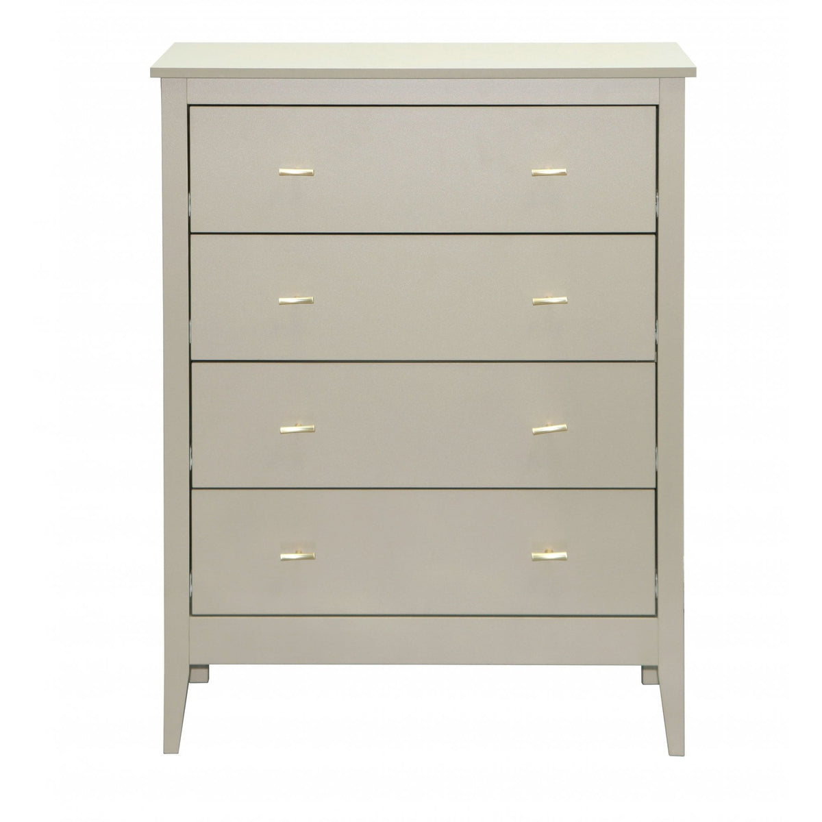 Grace Greige Chest of 4 Drawers with Gold Handles