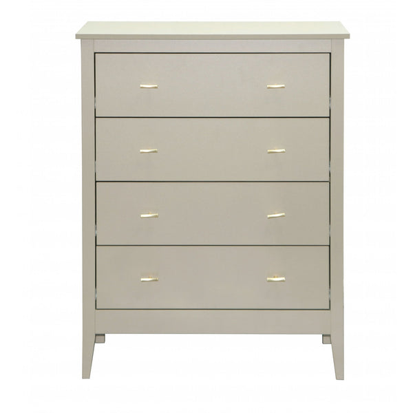 Grace Greige Chest of 4 Drawers with Gold Handles