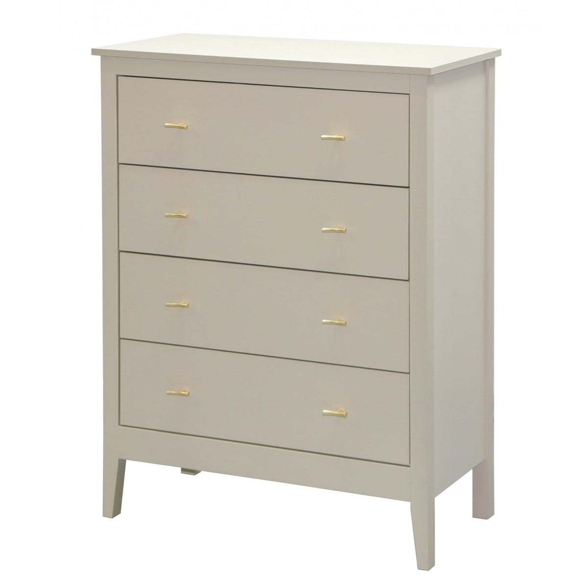 Grace Greige Chest of 4 Drawers with Gold Handles