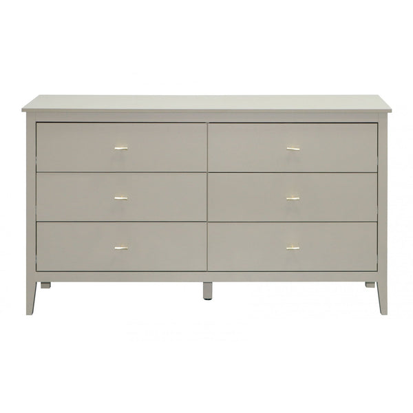 Grace Greige Chest of 6 Drawers with Gold Handles
