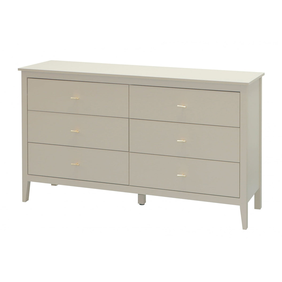 Grace Greige Chest of 6 Drawers with Gold Handles