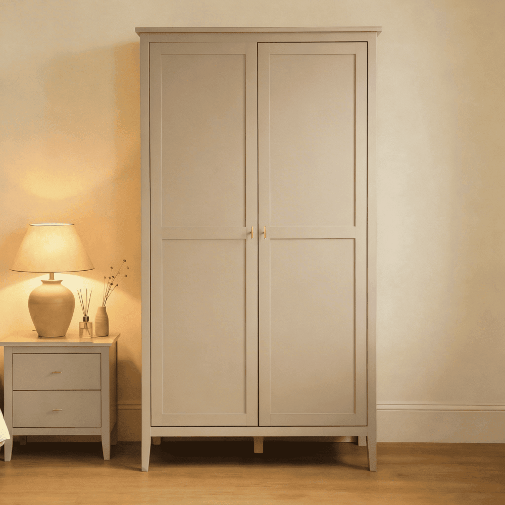 Grace Greige 2 Door Wardrobe with Gold Handles