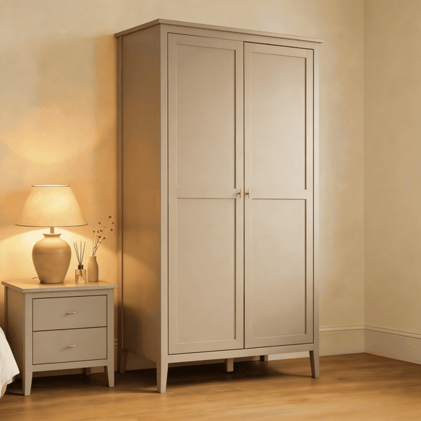 Grace Greige 2 Door Wardrobe with Gold Handles