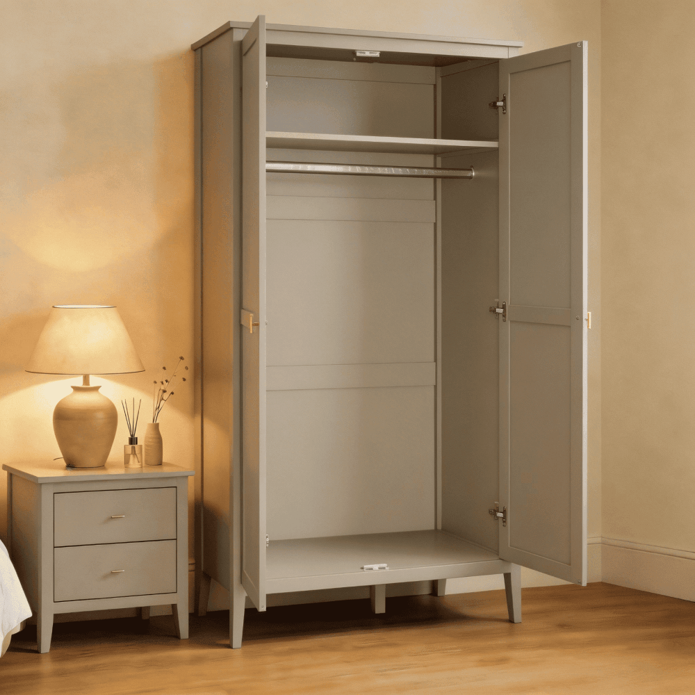 Grace Greige 2 Door Wardrobe with Gold Handles