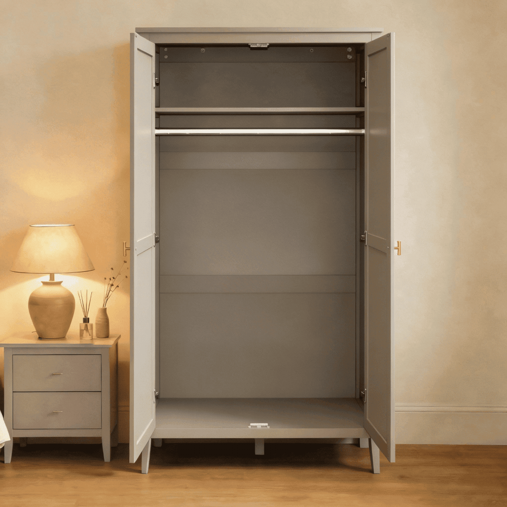 Grace Greige 2 Door Wardrobe with Gold Handles