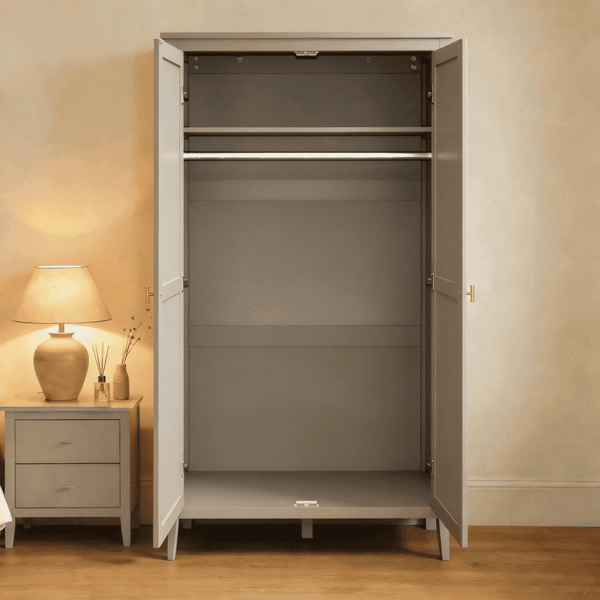 Grace Greige 2 Door Wardrobe with Gold Handles