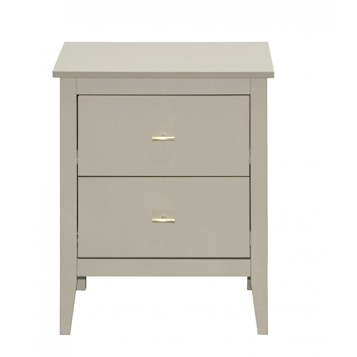Grace Greige 2 Drawer Bedside with Gold Handles