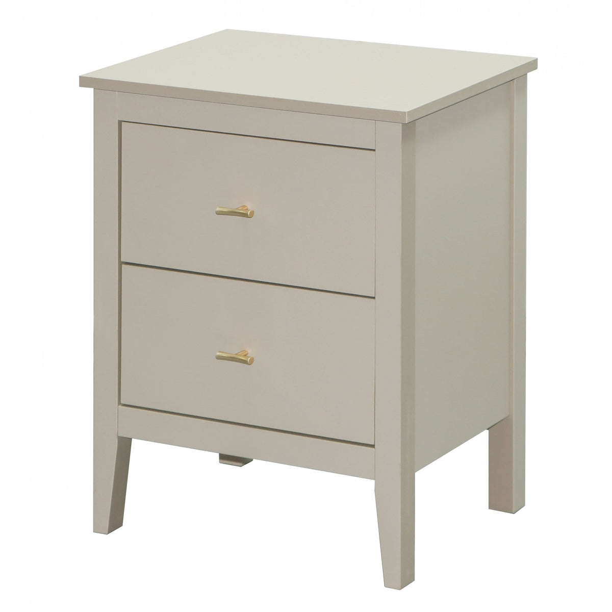 Grace Greige 2 Drawer Bedside with Gold Handles