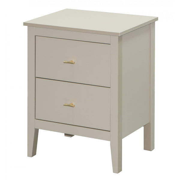 Grace Greige 2 Drawer Bedside with Gold Handles