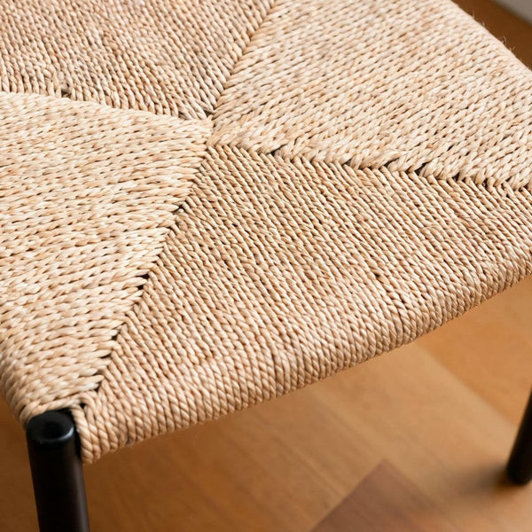 Eira Pair of Dining Chairs with Woven Seat & Metal Frame