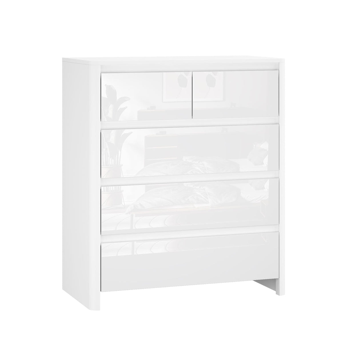 Ardenza White High Gloss Chest of 5 Drawers