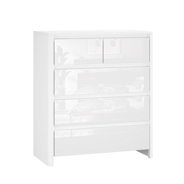 Ardenza White High Gloss Chest of 5 Drawers