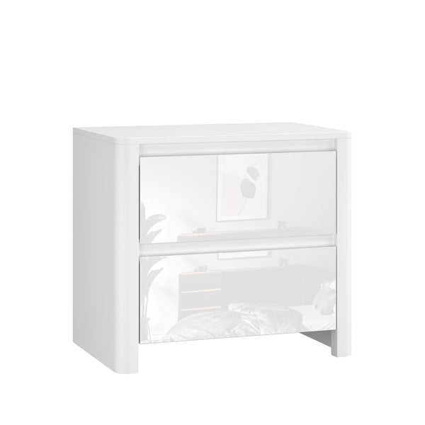 Ardenza White High Gloss 2 Drawer Bedside