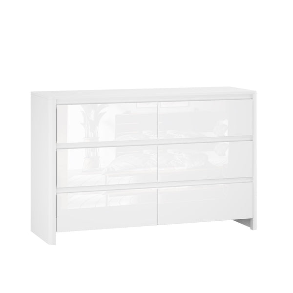 Ardenza White High Gloss Chest of 6 Drawers