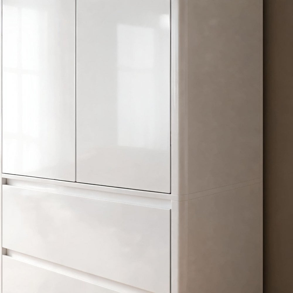 Ardenza White High Gloss 2 Drawer Wardrobe