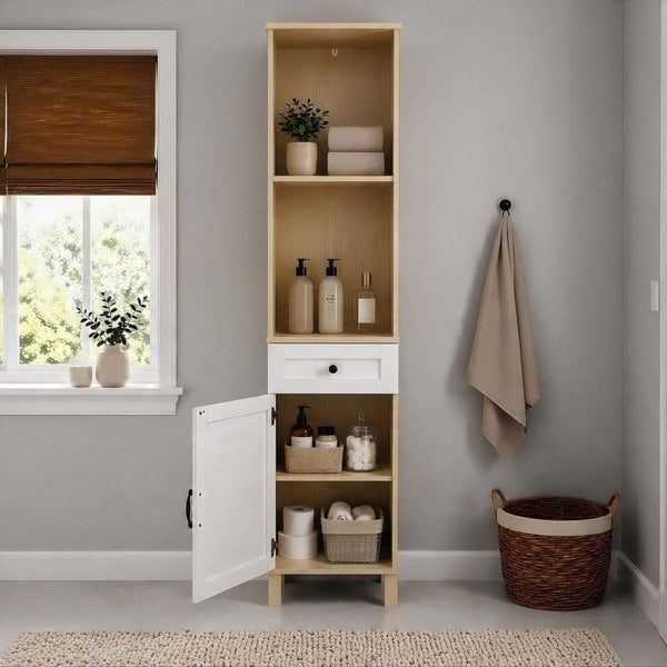 Elmhurst Tall Boy Cabinet White & Oak