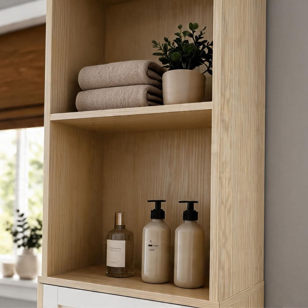 Elmhurst Tall Boy Cabinet White & Oak