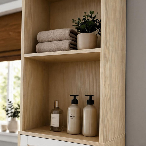 Elmhurst Tall Boy Cabinet White & Oak