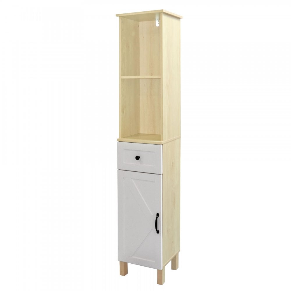 Elmhurst Tall Boy Cabinet White & Oak