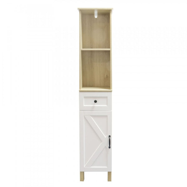 Elmhurst Tall Boy Cabinet White & Oak