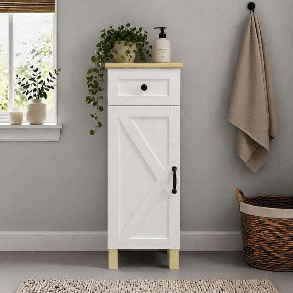 Elmhurst 1 Door 1 Drawer Cabinet White & Oak