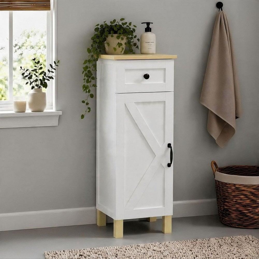 Elmhurst 1 Door 1 Drawer Cabinet White & Oak