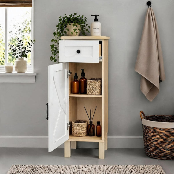 Elmhurst 1 Door 1 Drawer Cabinet White & Oak