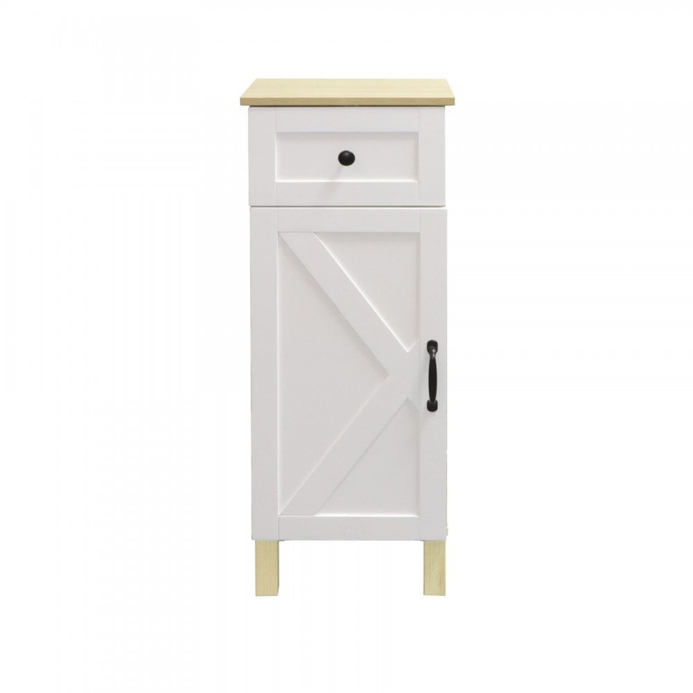 Elmhurst 1 Door 1 Drawer Cabinet White & Oak