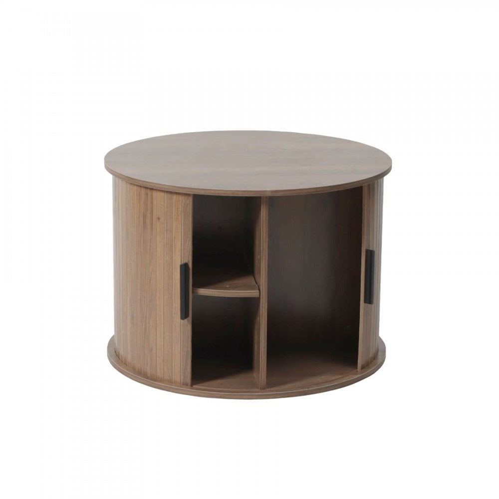 Grova Round Coffee Table with Tambour Doors