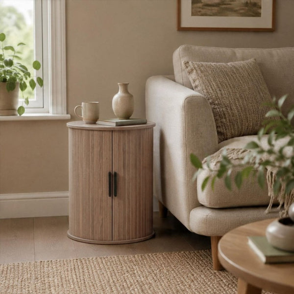Grova Tall Side Table with Tambour Doors