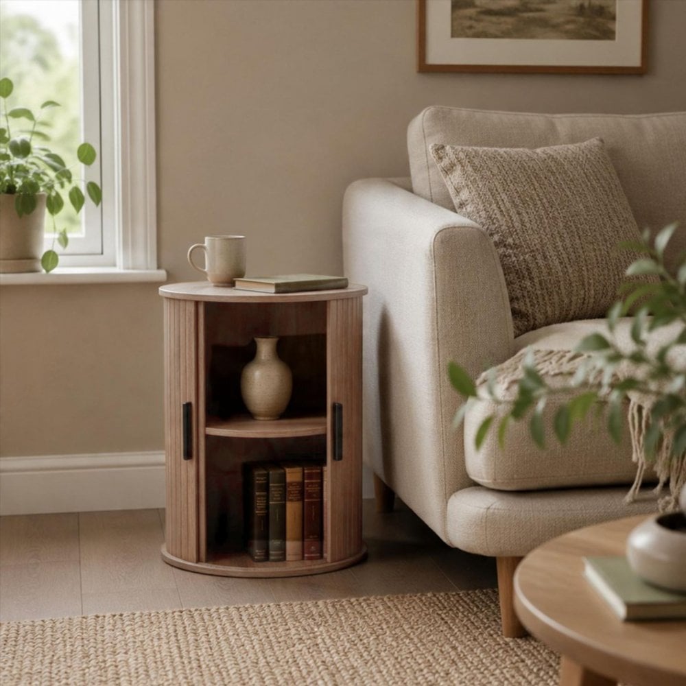 Grova Tall Side Table with Tambour Doors