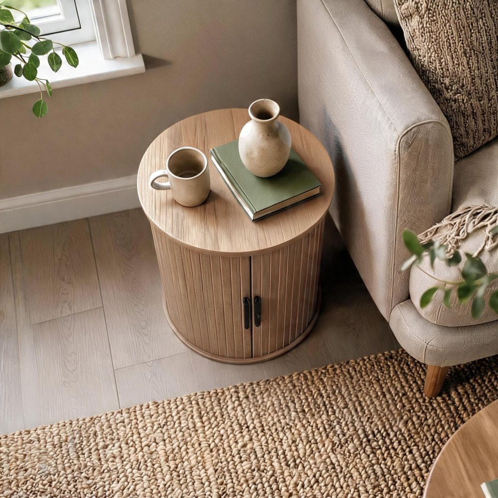 Grova Tall Side Table with Tambour Doors
