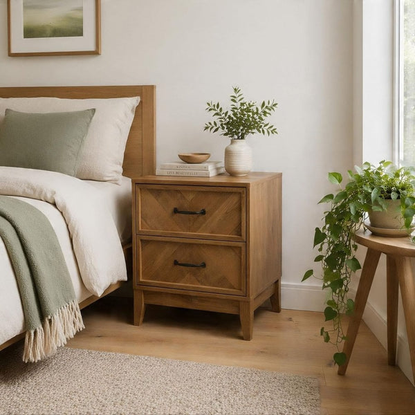 Harrington Herringbone 2 Drawer Bedside