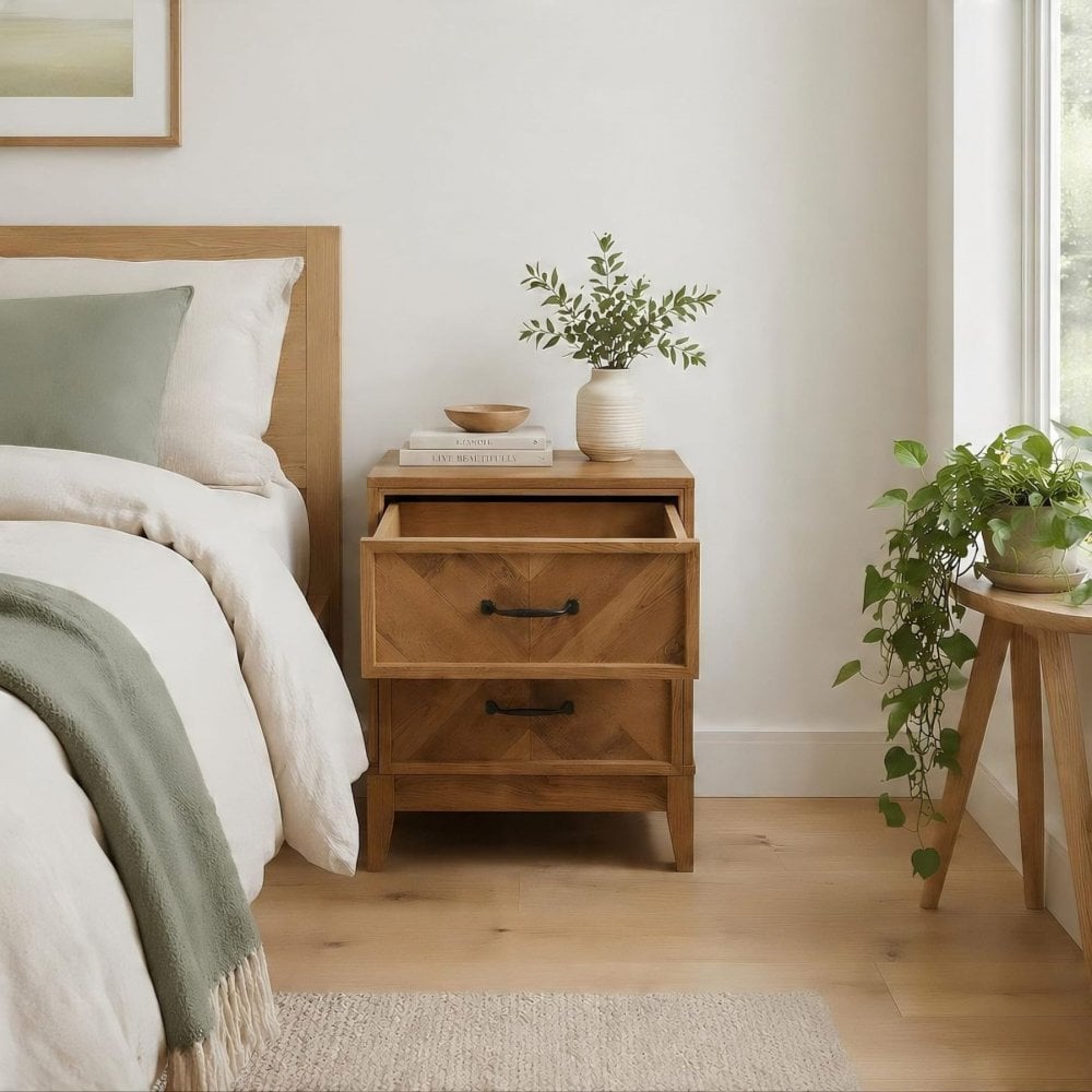 Harrington Herringbone 2 Drawer Bedside