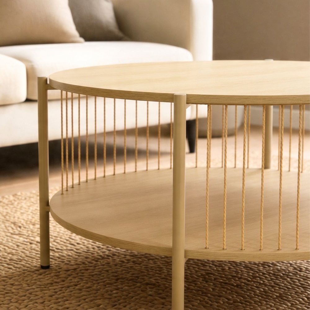 Tuxford Rope Framed Wooden Coffee Table