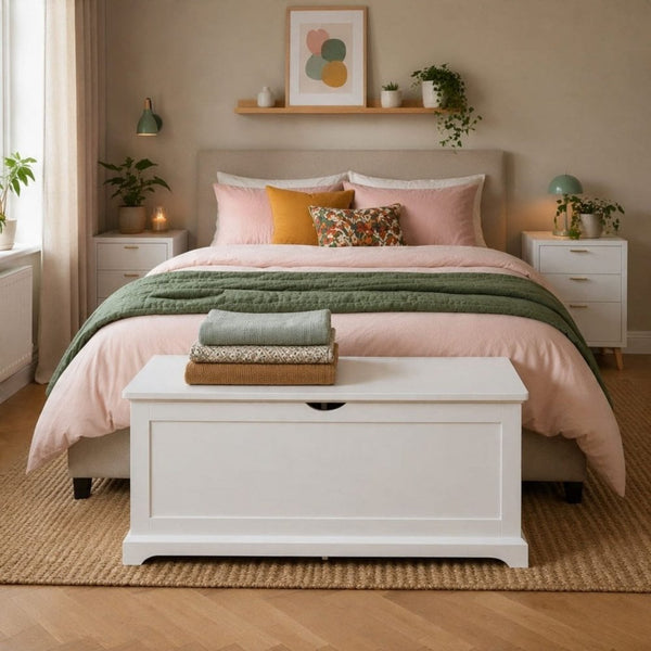 Bromwell White Ottoman Storage Box