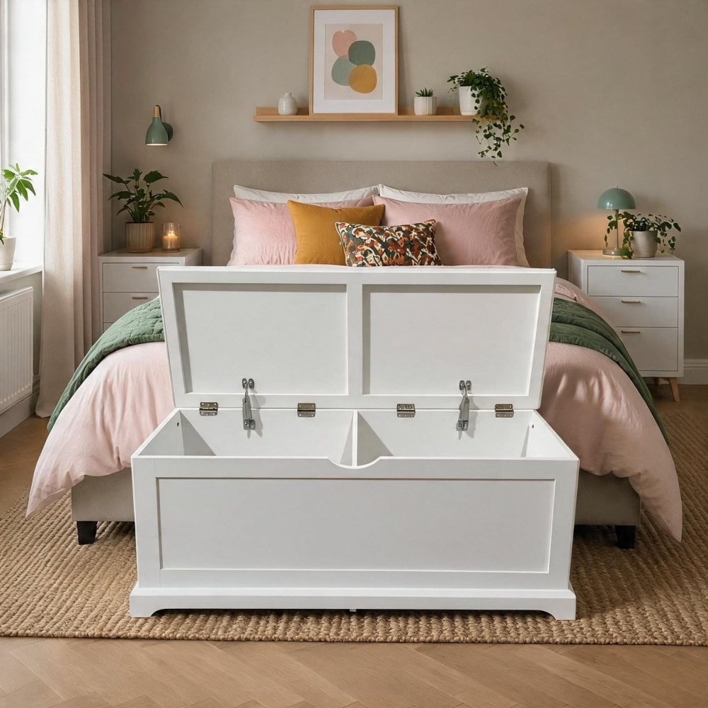Bromwell White Ottoman Storage Box