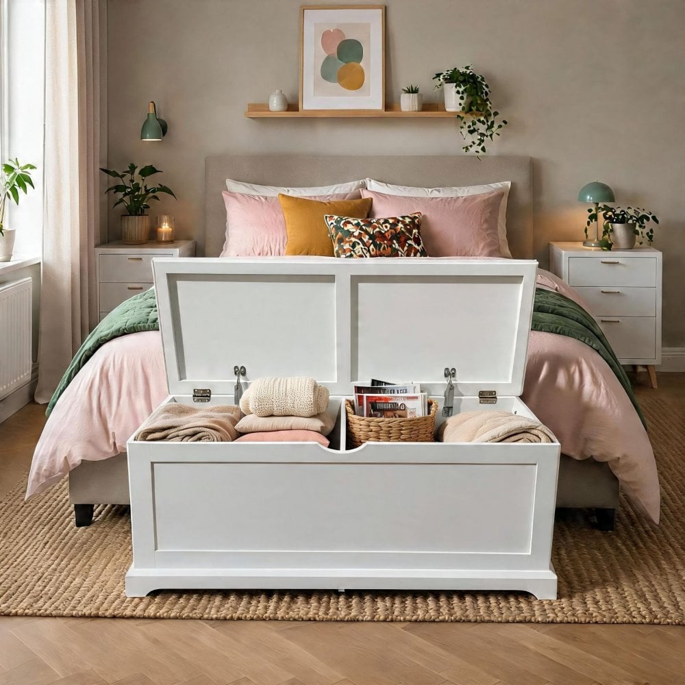 Bromwell White Ottoman Storage Box