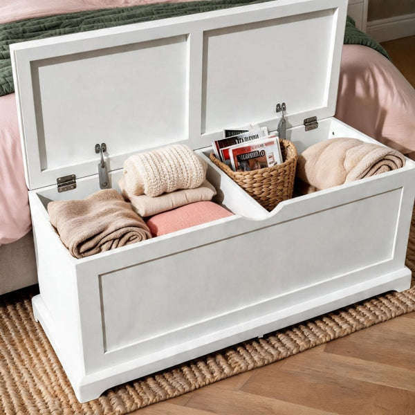 Bromwell White Ottoman Storage Box