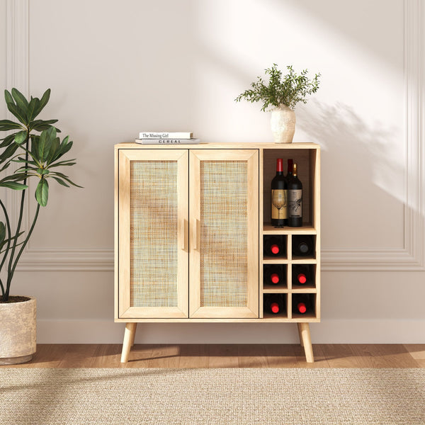 Astbury Wine Cabinet with Rattan Doors