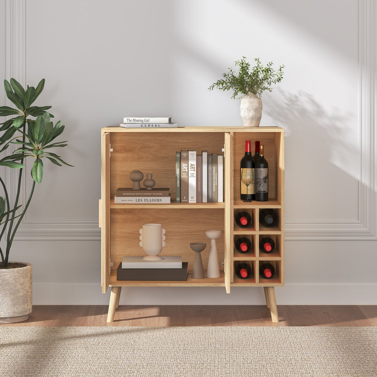 Astbury Wine Cabinet with Rattan Doors