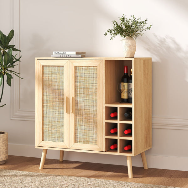 Astbury Wine Cabinet with Rattan Doors