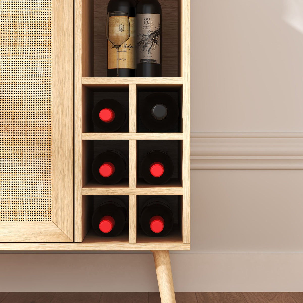 Astbury Wine Cabinet with Rattan Doors