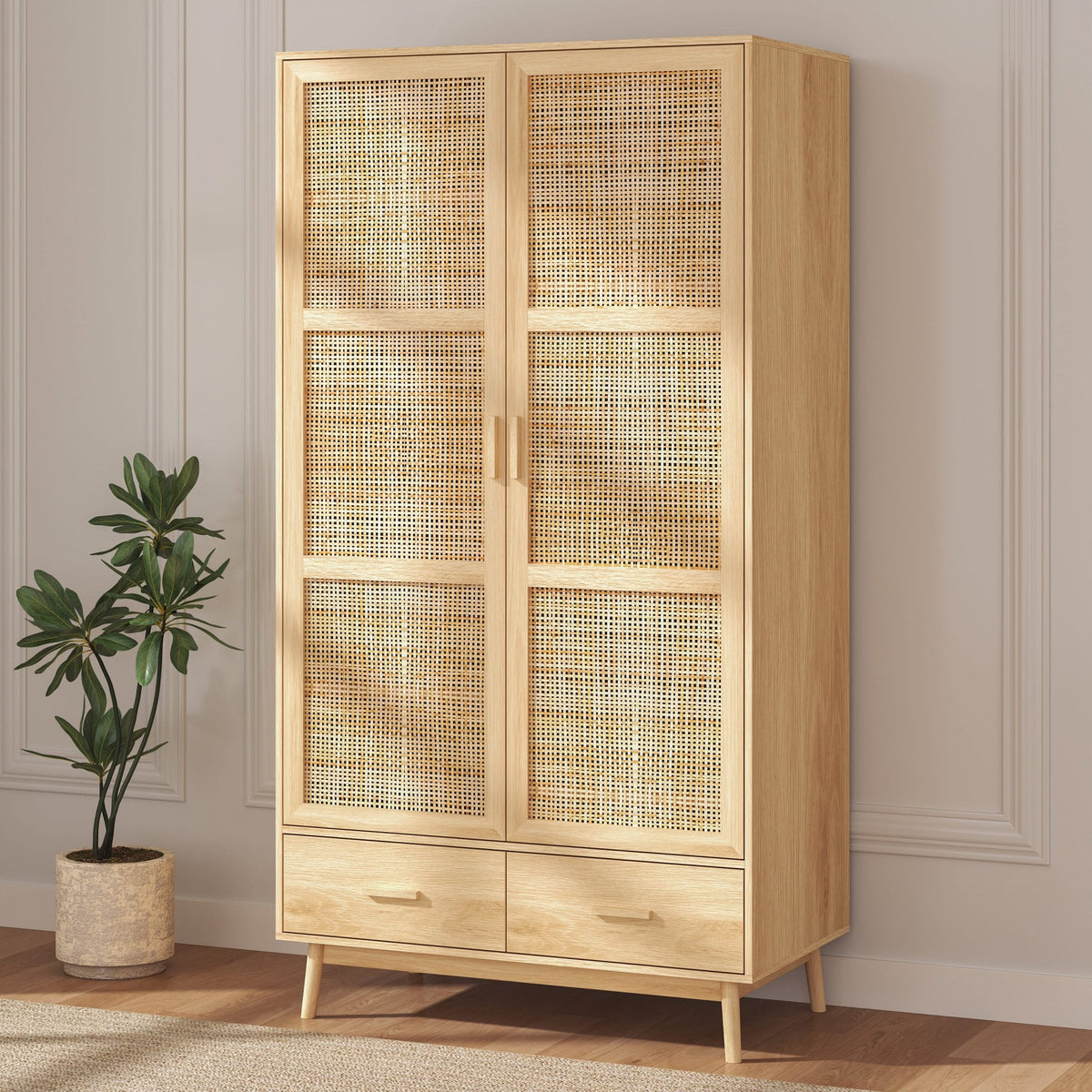 Astbury 2 Door Wardrobe with Rattan Doors