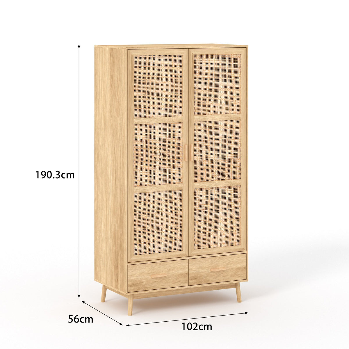 Astbury 2 Door Wardrobe with Rattan Doors