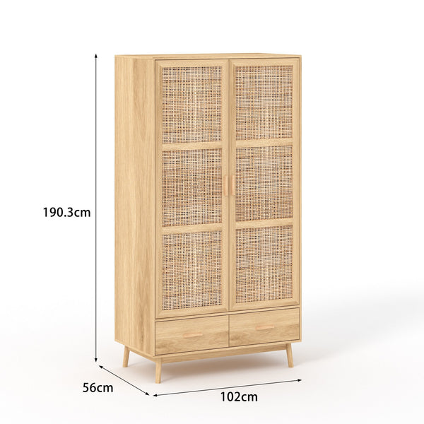 Astbury 2 Door Wardrobe with Rattan Doors