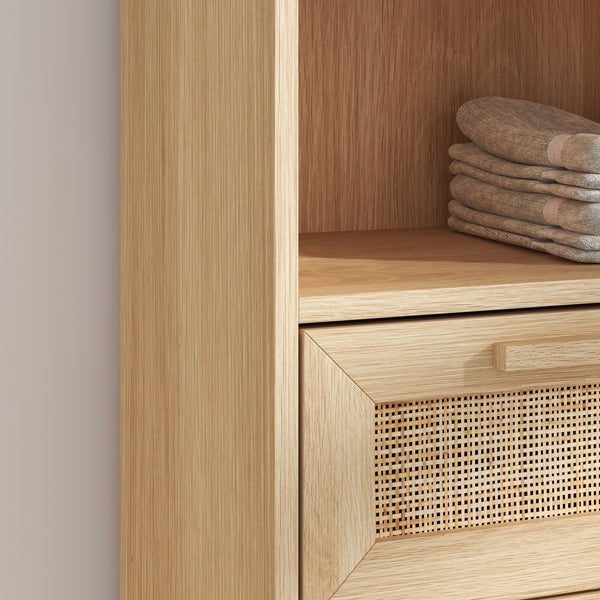 Astbury Tallboy Cabinet with Rattan Doors