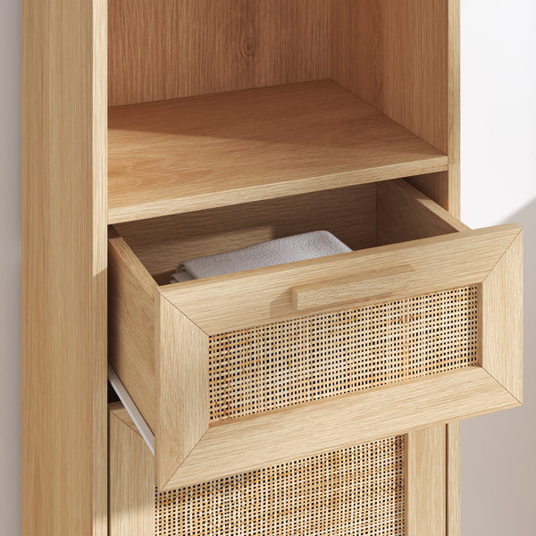Astbury Tallboy Cabinet with Rattan Doors
