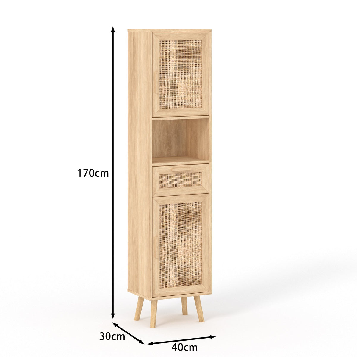 Astbury Tallboy Cabinet with Rattan Doors