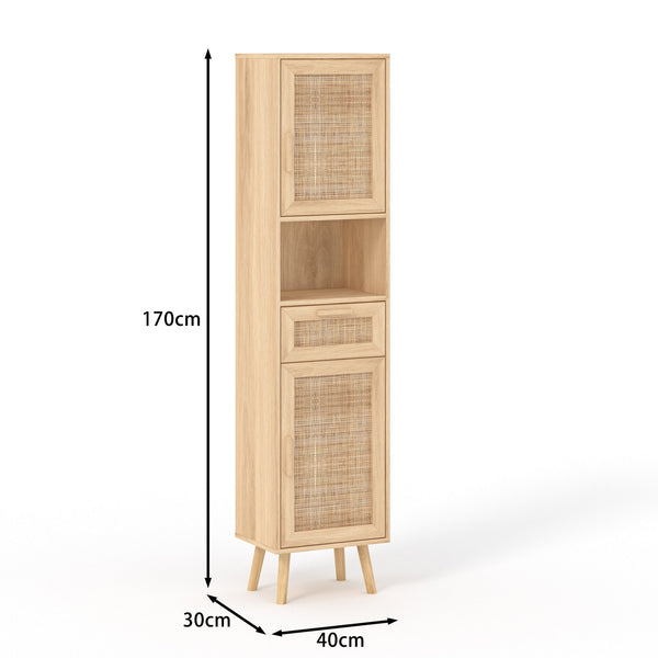 Astbury Tallboy Cabinet with Rattan Doors